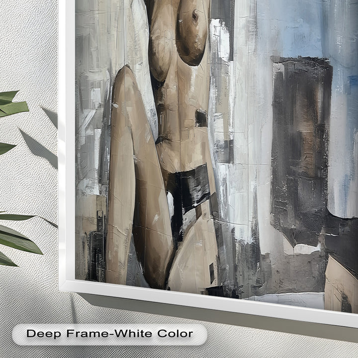 Urban Solitude – Contemporary Nude Oil Painting in Monochrome Hues