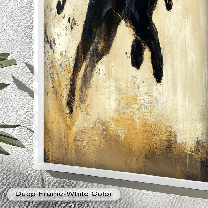 Charging Black Panther in Motion – Animal Oil Painting