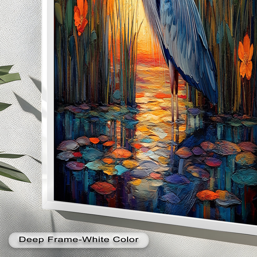 Heron at Sunset  – Animal Oil Painting