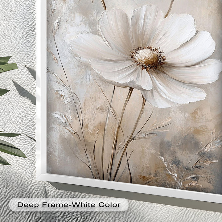 Soft Ivory Blooms – Neutral Flower Oil Painting