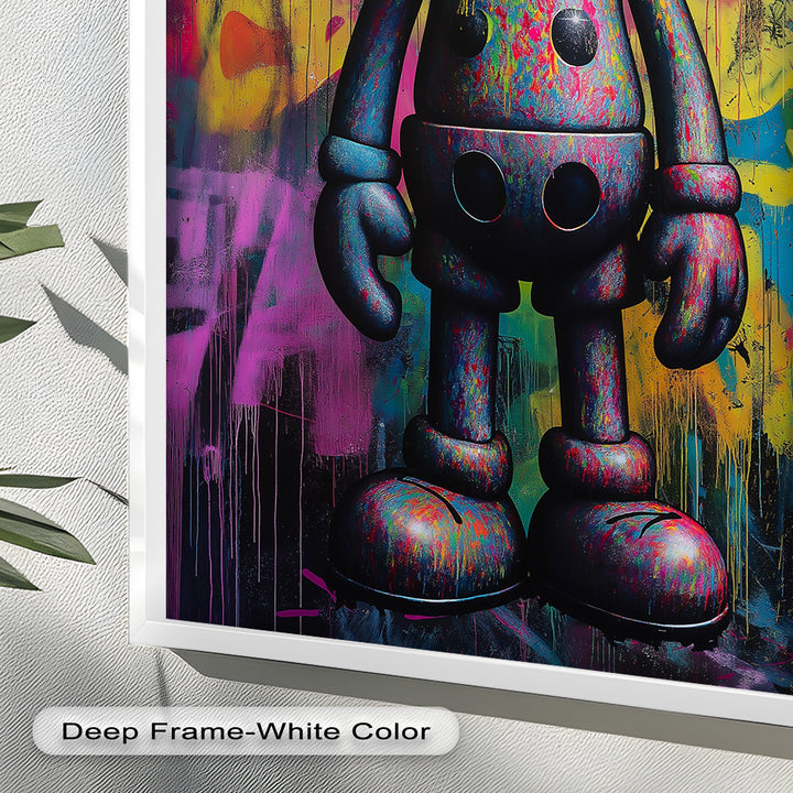 Neon Skull Companion – Mehrfarbiges KAWS-Ölgemälde
