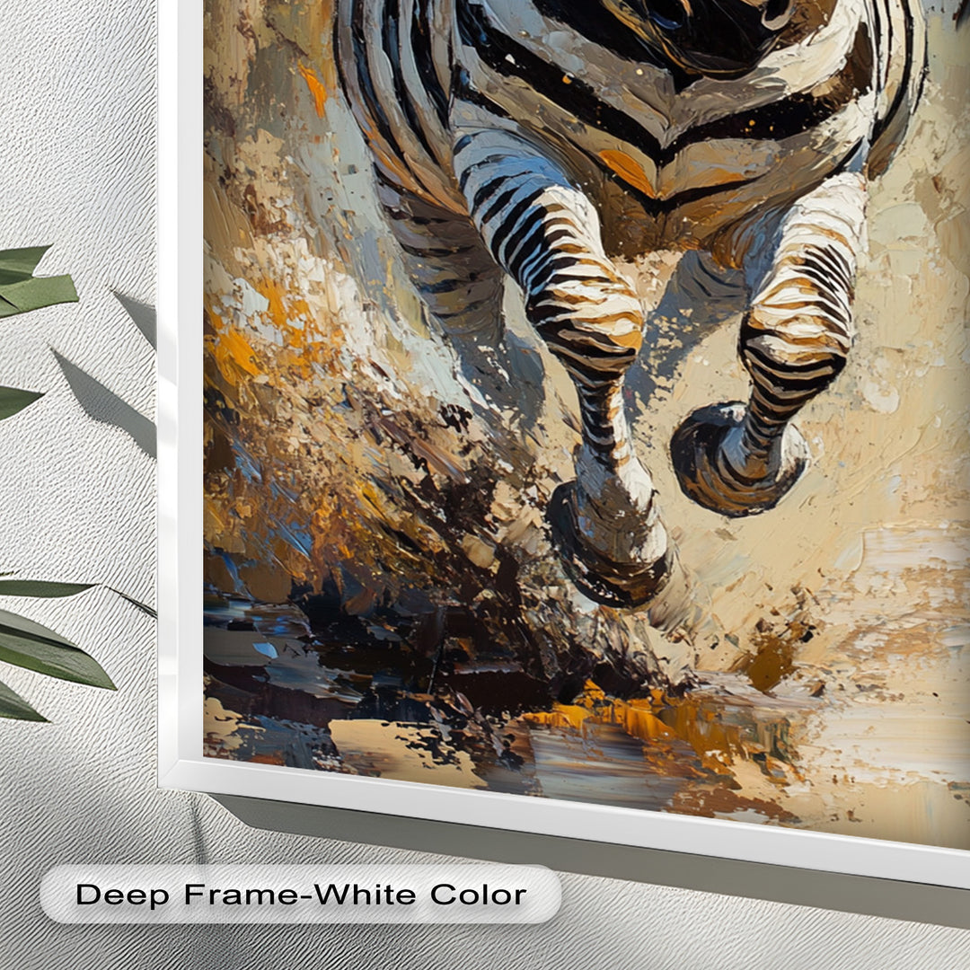 Charging Zebra in Dust Storm – Wildlife Animal Oil Painting
