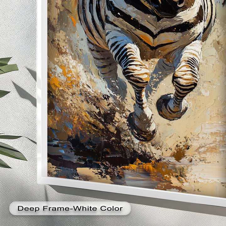 Charging Zebra in Dust Storm – Wildlife Animal Oil Painting