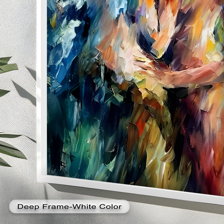 Ethereal Embrace – Abstract Lovers in a Burst of Color Oil Painting