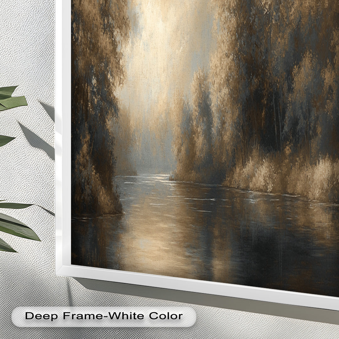Serene River Landscape Wall Art – Modern Oil Painting