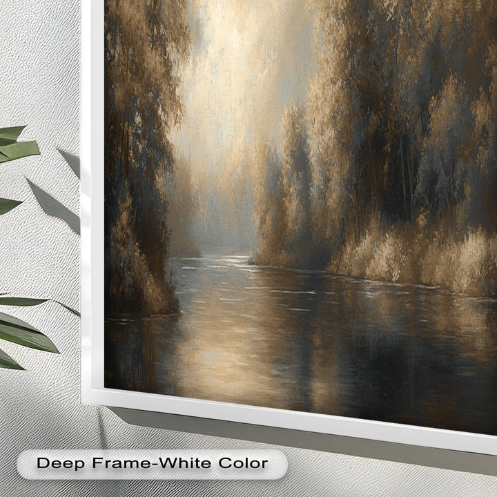Serene River Landscape Wall Art – Modern Oil Painting