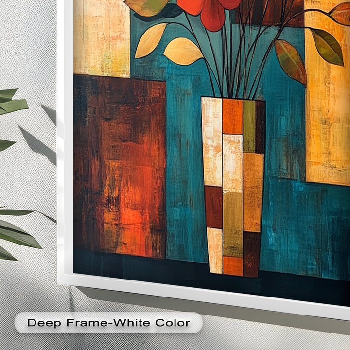 Geometric Bloom – Modern Floral Abstract Oil Painting