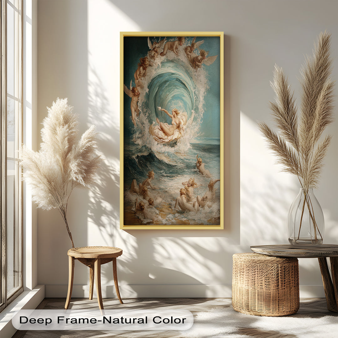 The Birth of Beauty – Mythic Seafoam and Cherubs Nude Oil Painting