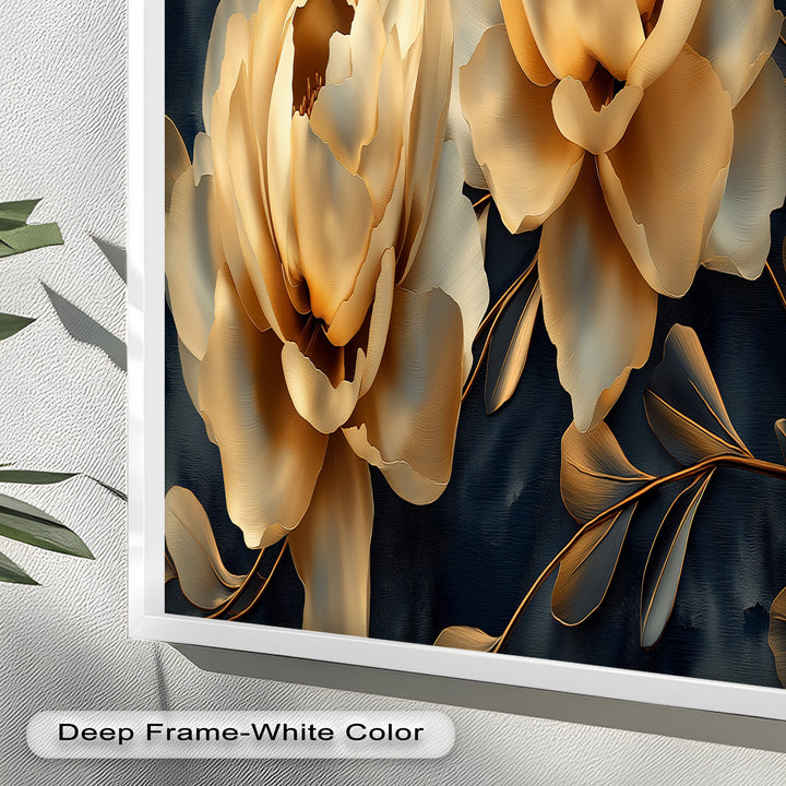 Golden Bloom Elegance – Flower Oil Painting