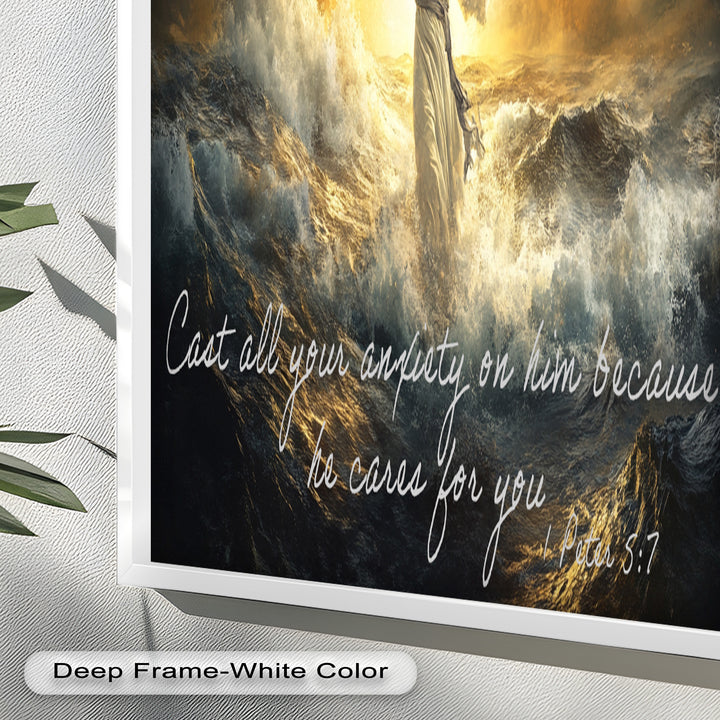 1 Peter 5:7 – Trust in God Bible Verse Oil Painting