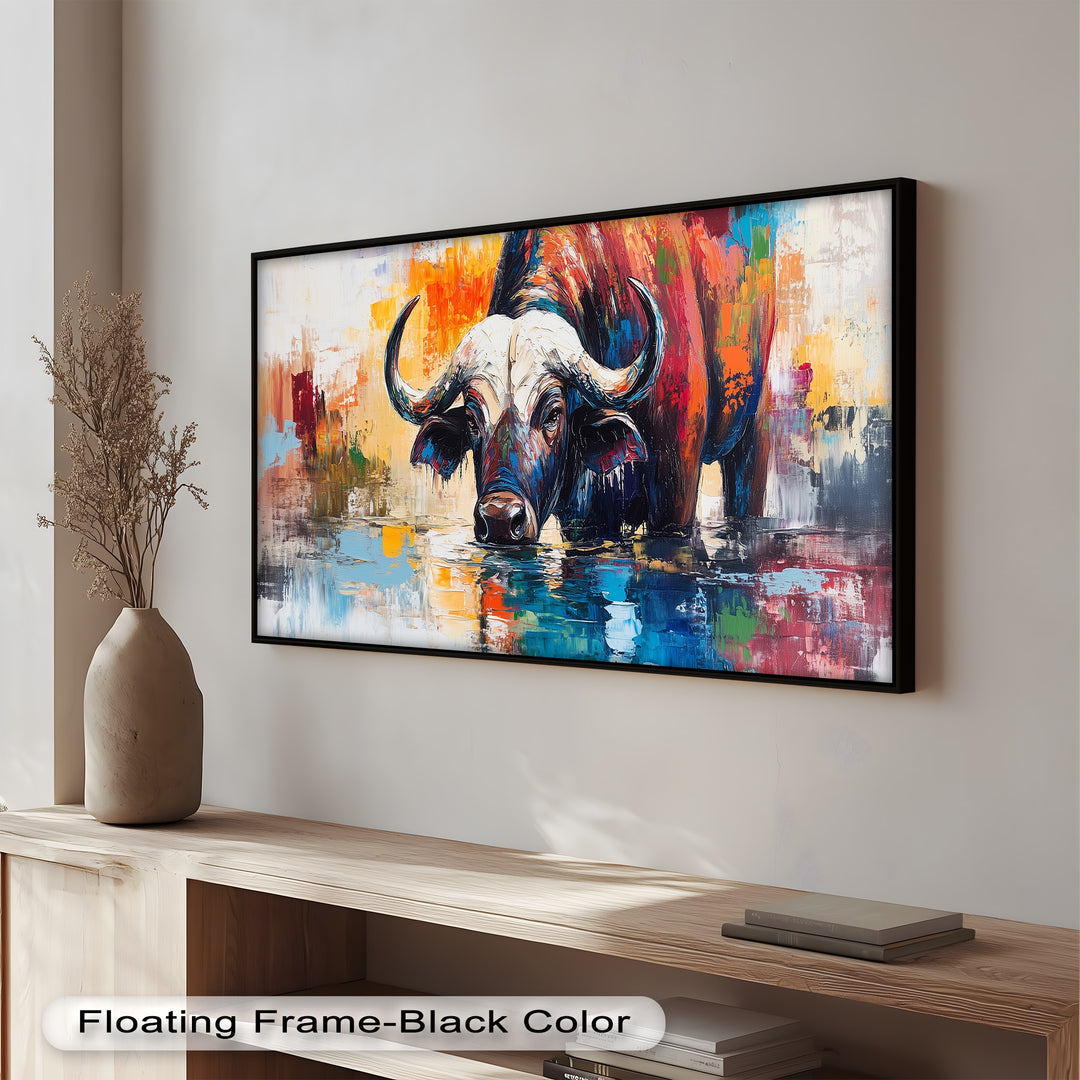 Water Buffalo at River’s Edge – Oil Painting