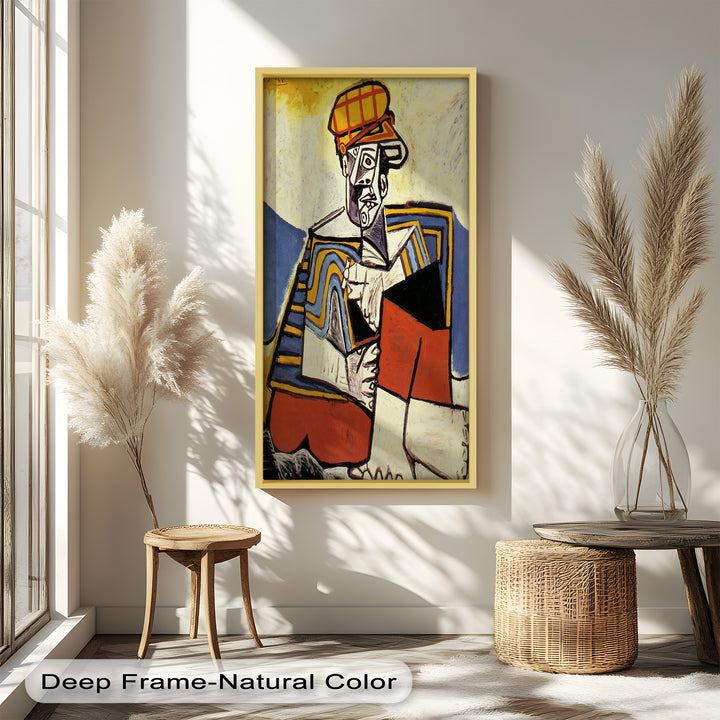 Abstract Man with Cap Wall Art – Cubist Oil Painting