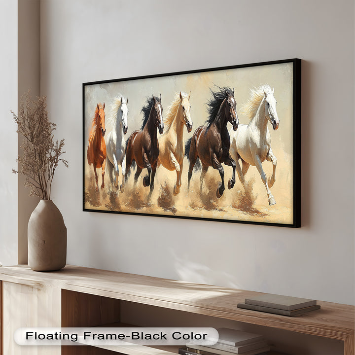 Thundering Harmony – Multicolor Horses Oil Painting
