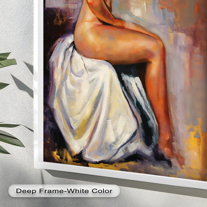Poised in Silence – Figurative Nude Abstract Oil Painting
