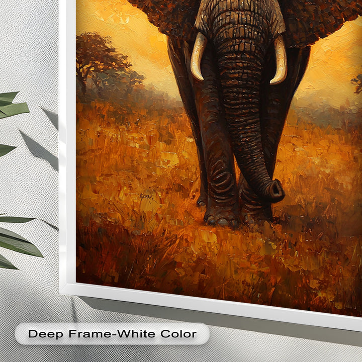 Majestic Elephant at Sunset – Wildlife Oil Painting