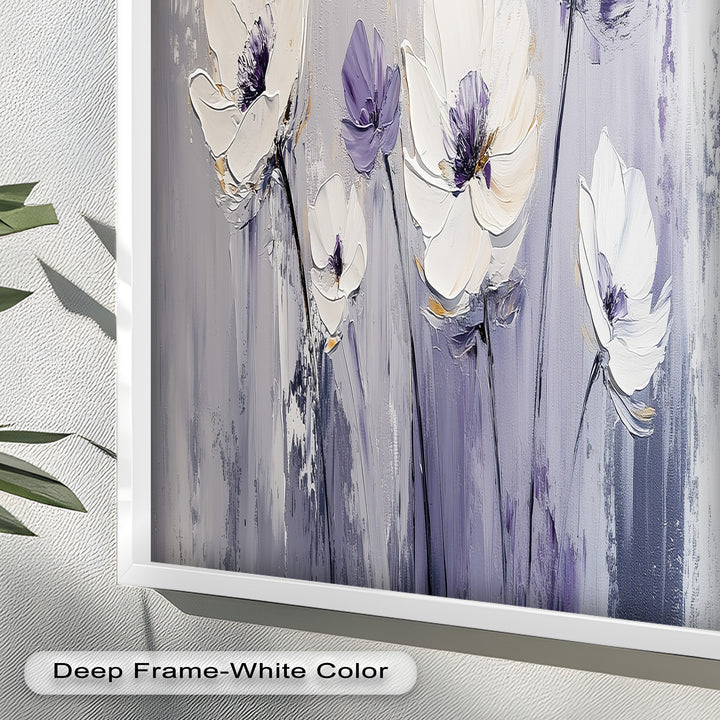 White and Purple Wildflowers in Soft Harmony - Flower Oil Painting
