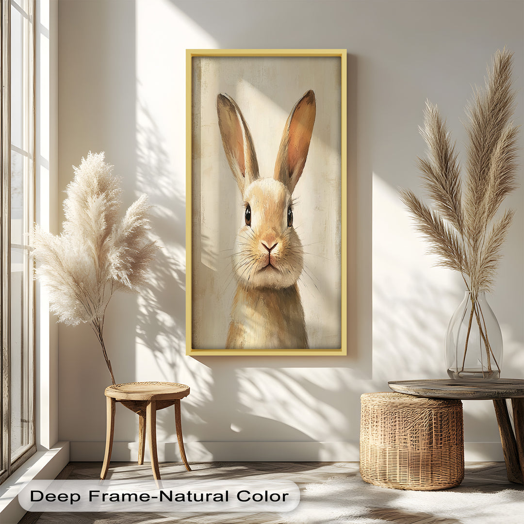 Soft-Gazed Bunny in Cream Hues - Animal Oil Painting