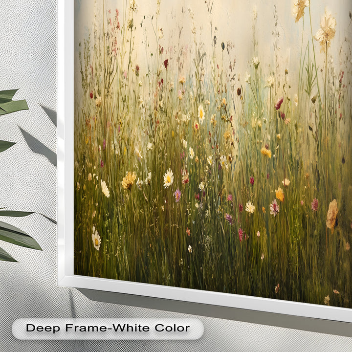 Vintage Meadow with Blooming Flowers – Serene Nature Oil Painting