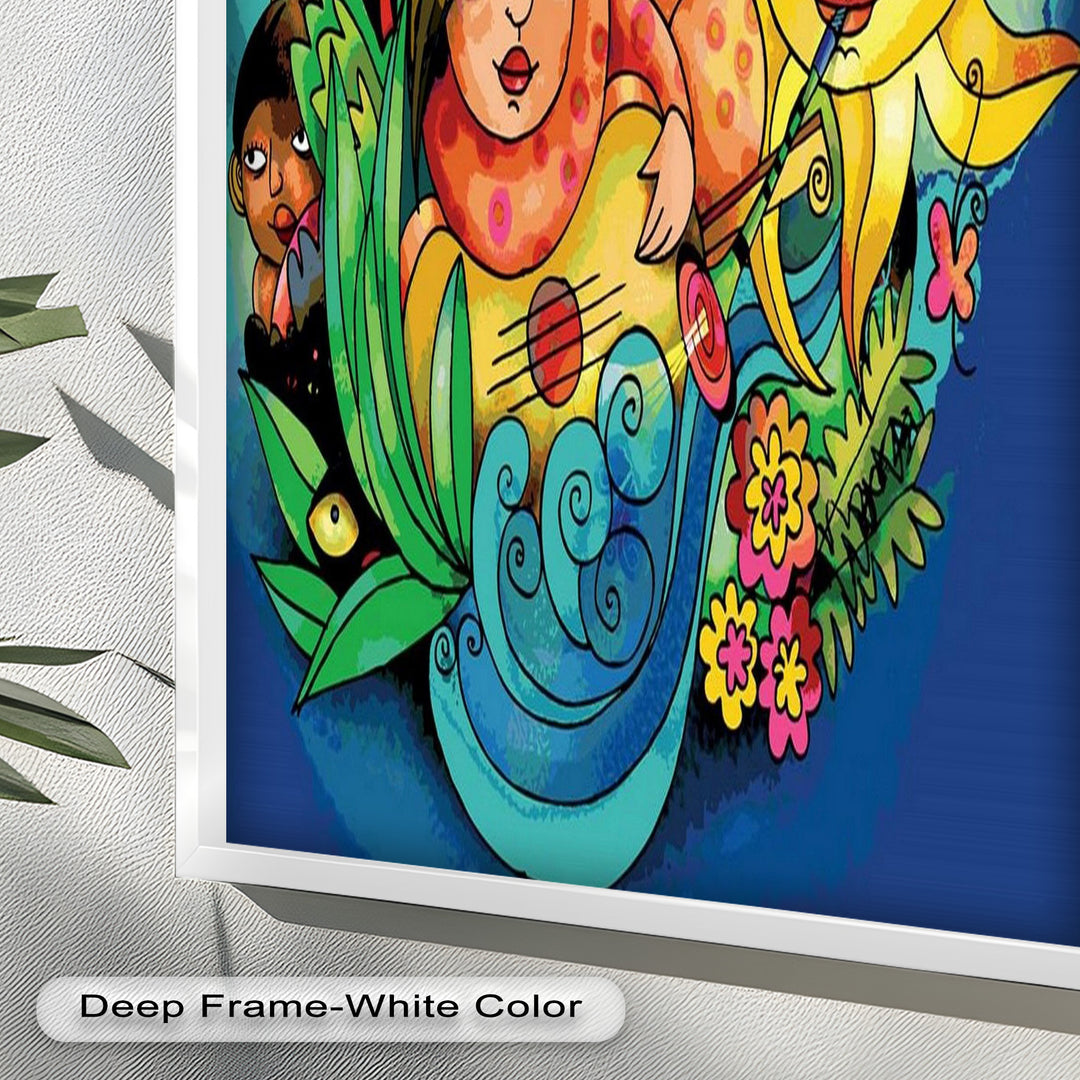 Colorful Surreal Art Print – Sunshine Framed Oil Painting