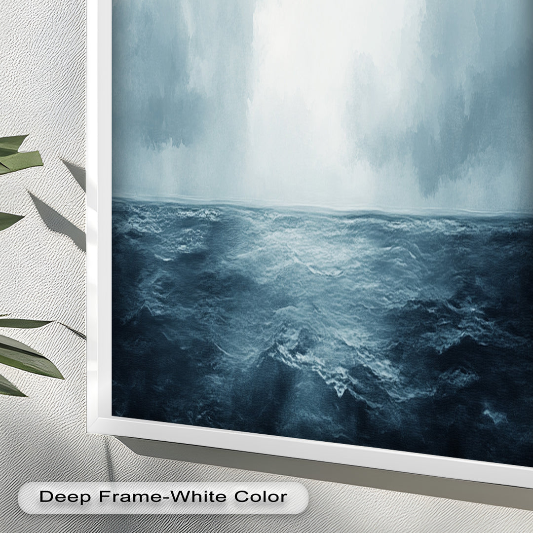 Ocean Horizon Calm – Minimalistisches blaues Meereslandschafts-Ölgemälde