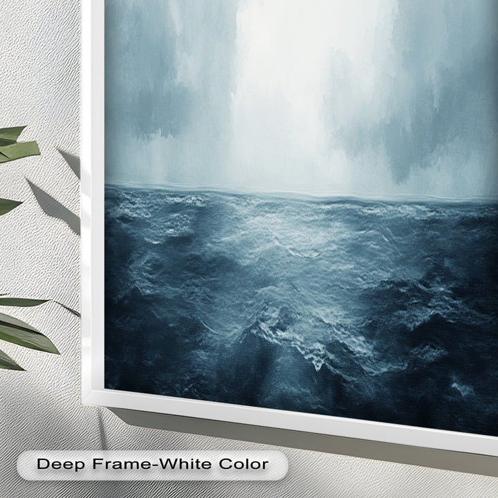 Ocean Horizon Calm – Minimalistisches blaues Meereslandschafts-Ölgemälde