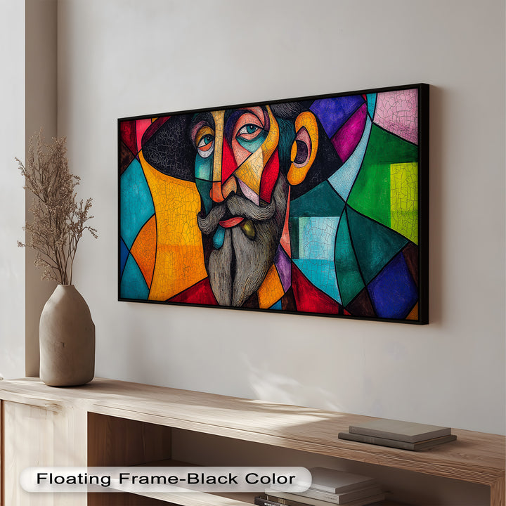 The Thinker’s Mosaic – Abstract Male Portrait Oil Painting