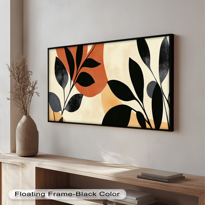Earth-Tone Botanical Silhouette – Modern Boho Oil Painting