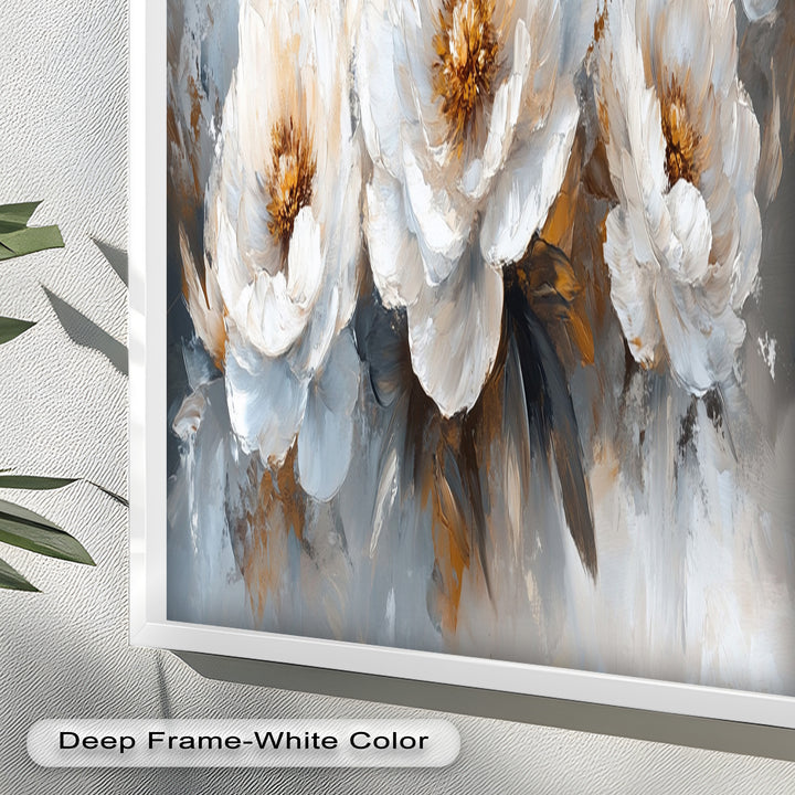 Ivory Garden Symphony – White Peony Bouquet Flower Oil Painting
