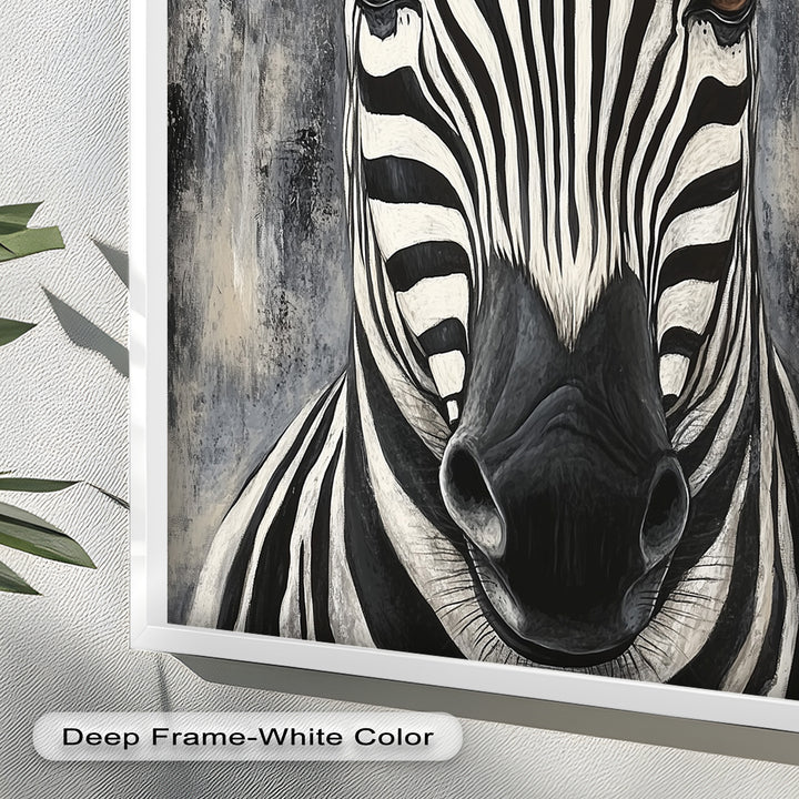 Zebra Portrait – Bold Black and White Animal Oil Painting