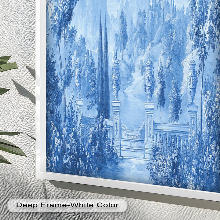 Blue Toned Garden Wall Art – Classical Landscape Oil Painting