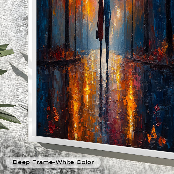 Romantic Walk Under Fiery Trees - Love Oil Painting