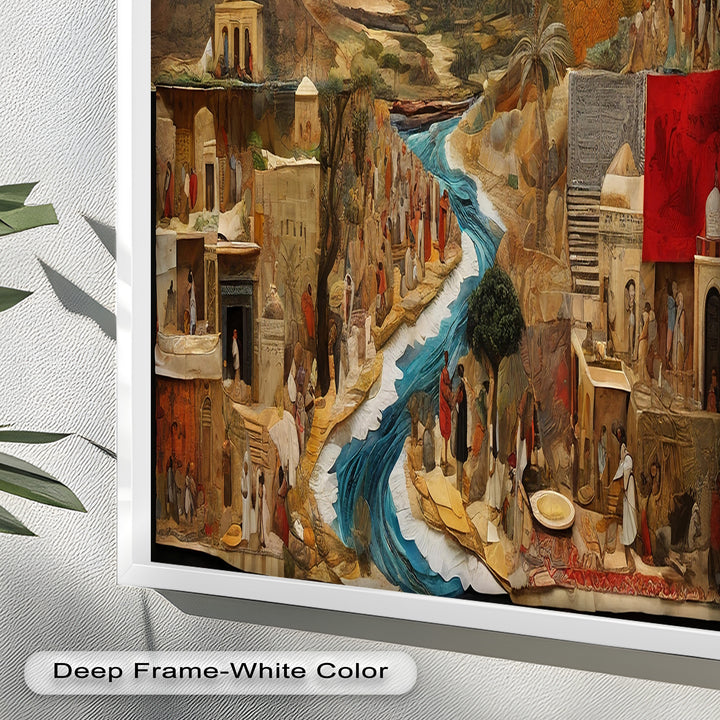 River of Time – Ancient Civilization Collage Picasso Oil Painting