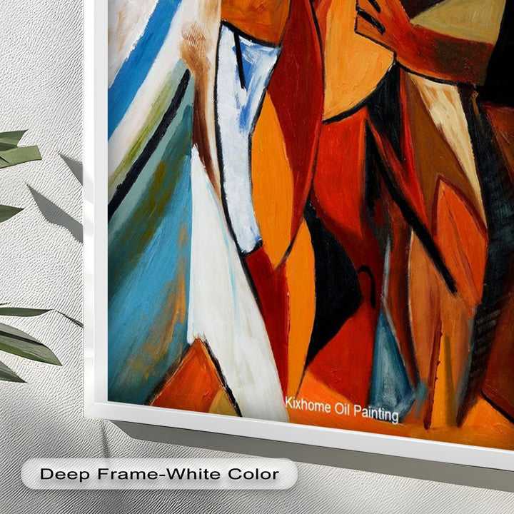 Abstract Embrace Wall Art – Cubist Oil Painting