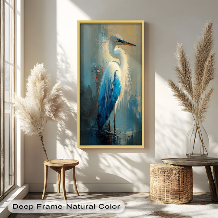 Modern Blue Heron - Animal Oil Painting