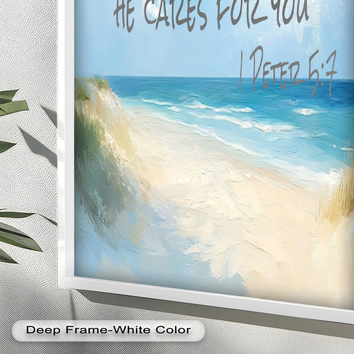 1 Peter 5:7 – Cast Your Anxiety Bible Verse Oil Painting