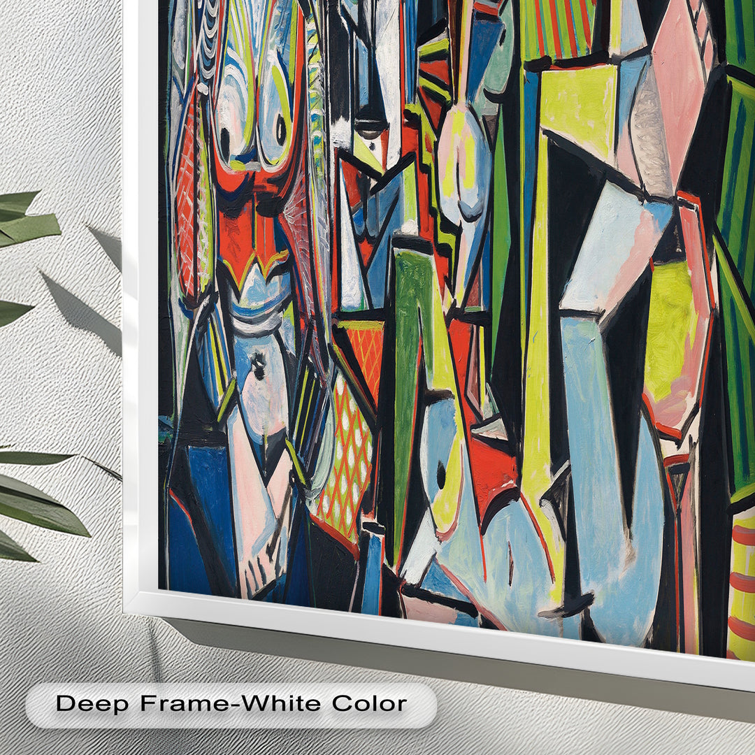 The Mirror Within – Bold Cubist Interior Picasso Oil Painting