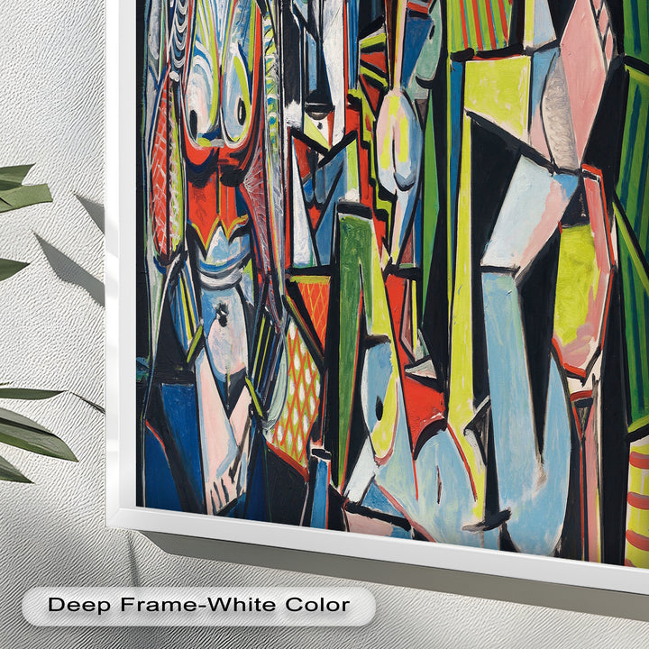 The Mirror Within – Bold Cubist Interior Picasso Oil Painting
