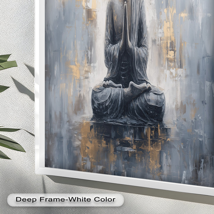 Graue Buddha-Meditationswandkunst – Religiöses Ölgemälde