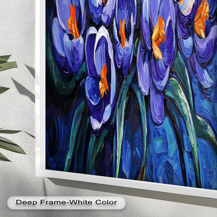 Crocus Flowers in Blue and Violet Hues - Flower Oil Painting