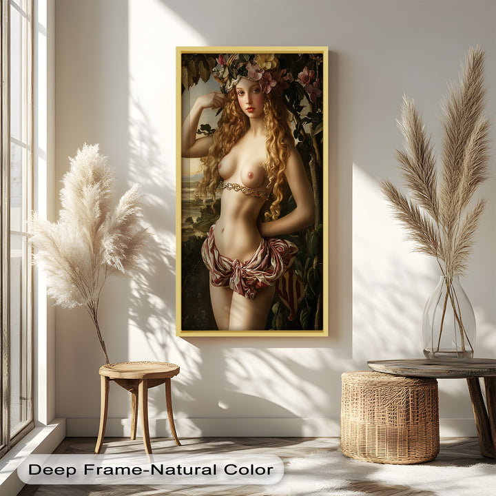 Goddess of Blossoms – Renaissance Mythology Nude Oil Painting