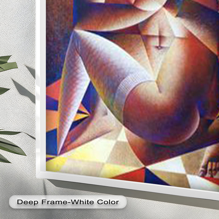 Entwined Forms – Abstract Lovers in Geometric Harmony Picasso Oil Painting
