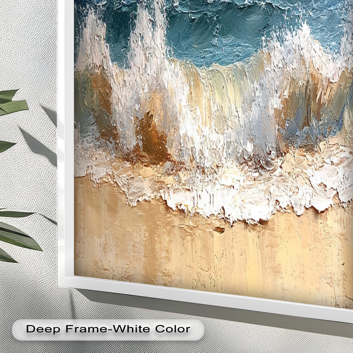 Coastal Beach Wall Art - Crashing Waves Seascape Oil Painting
