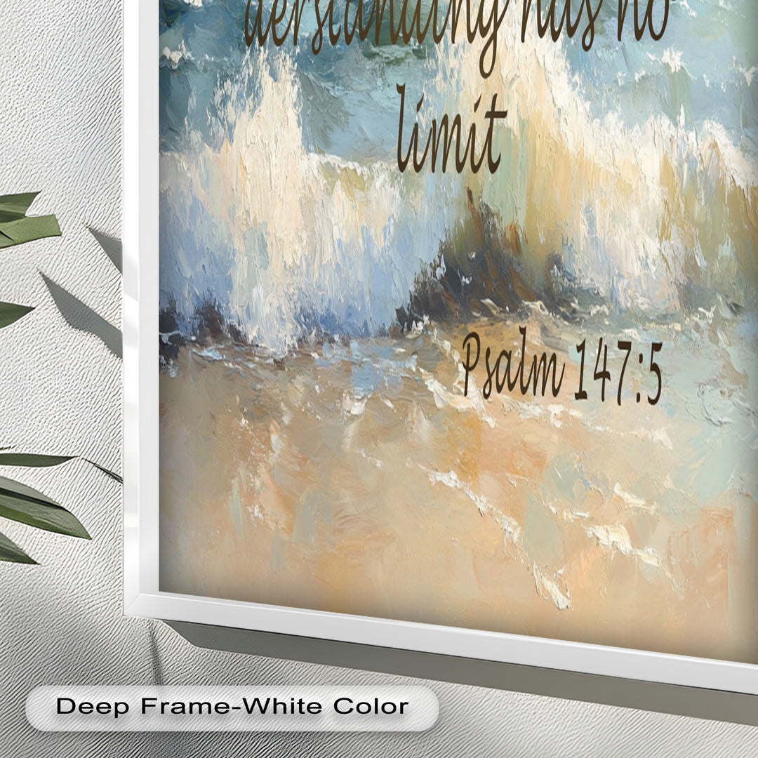 Psalm 147:5 – God's Power and Wisdom Bible Verse Oil Painting