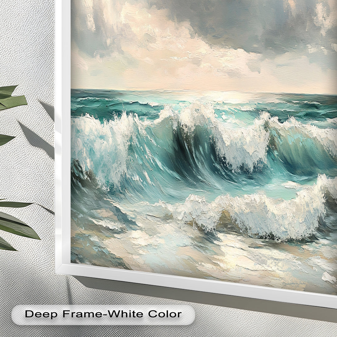Coastal Wall Art - Turquoise Wave Seascape Oil Painting