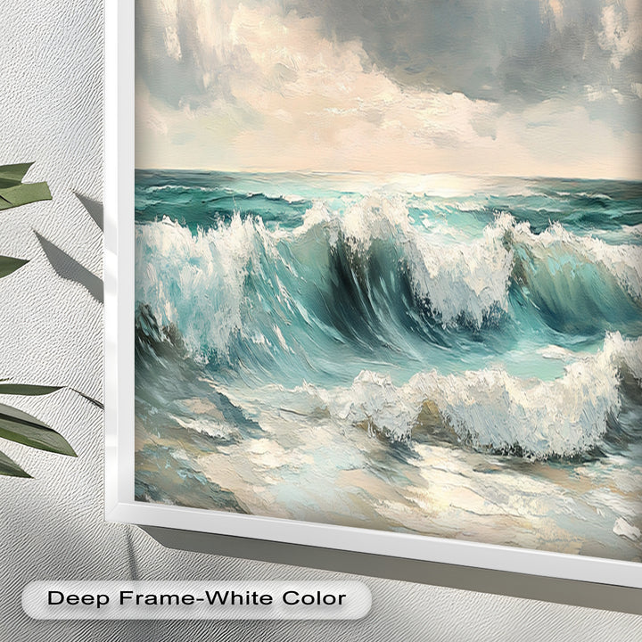 Coastal Wall Art - Turquoise Wave Seascape Oil Painting