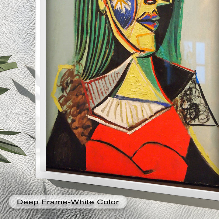Strahlender Blick – Frau mit rotem Hut, kubistisches Porträt, Picasso-Ölgemälde
