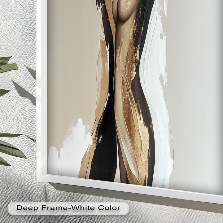 Golden Silence – Abstract Female Figure Oil Painting