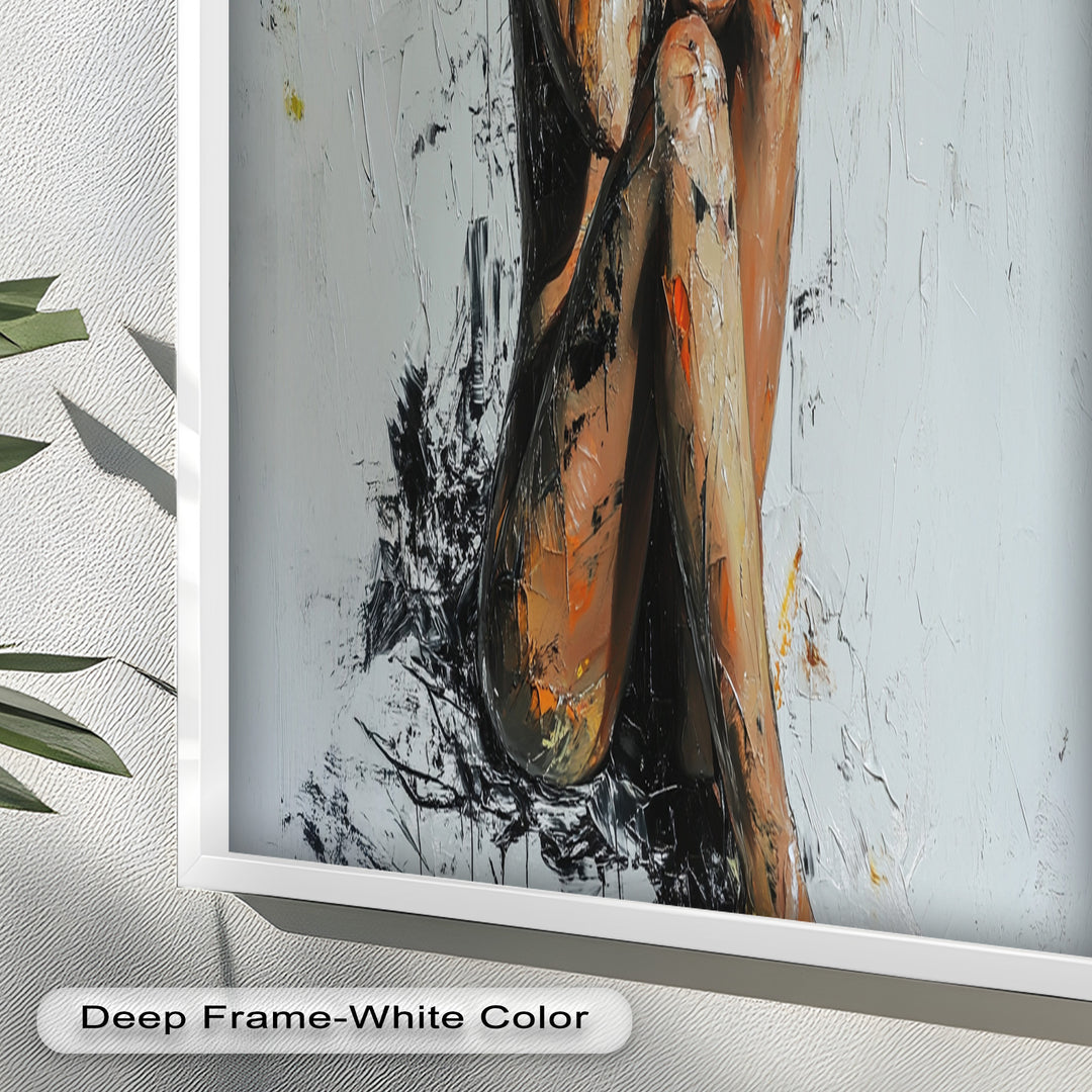 Poise in Silence – Textured Nude Figure Oil Painting