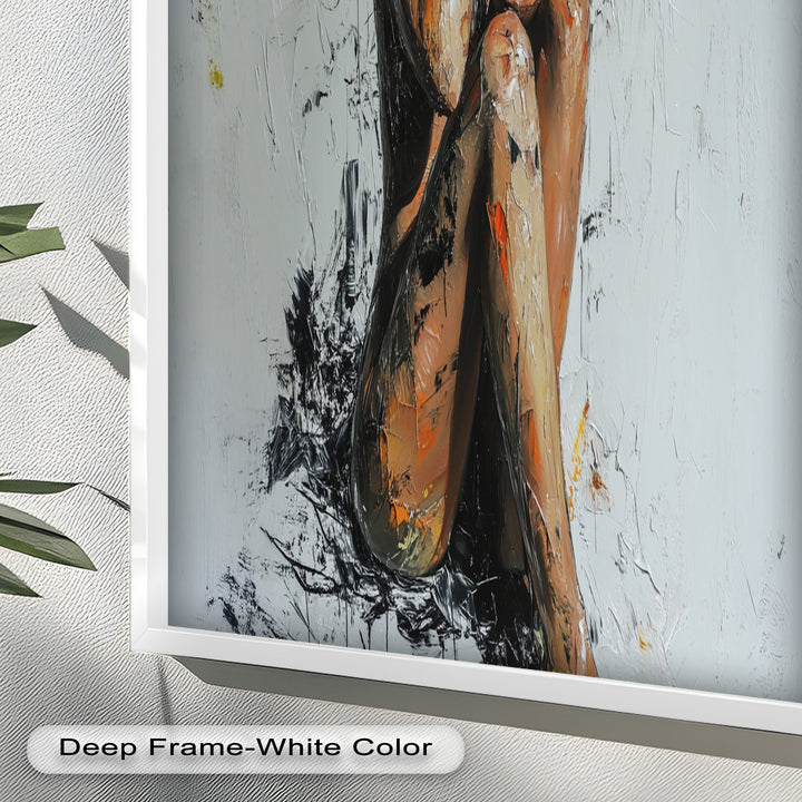Poise in Silence – Textured Nude Figure Oil Painting