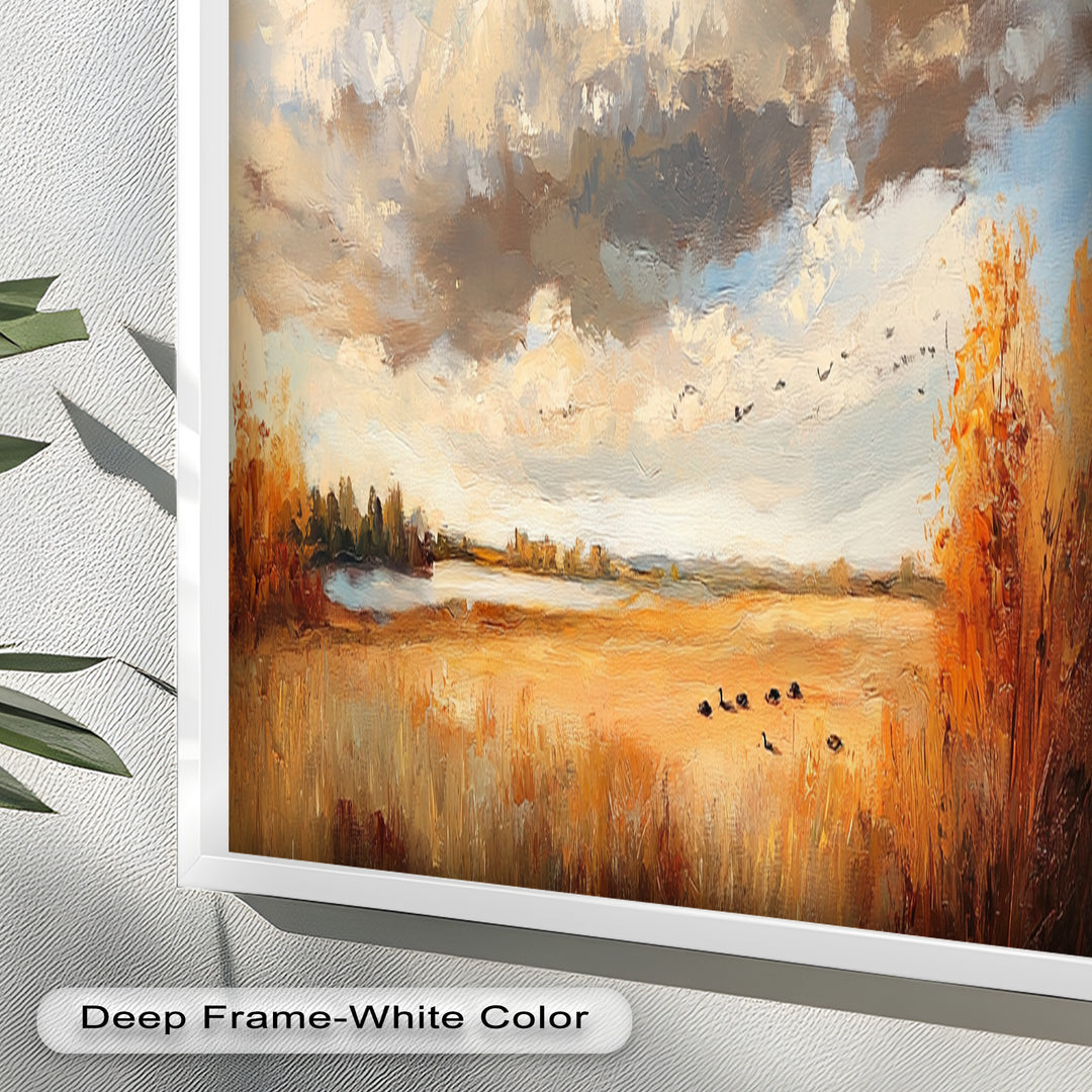 Autumn Meadow Wall Art – Impressionist Landscape Oil Painting